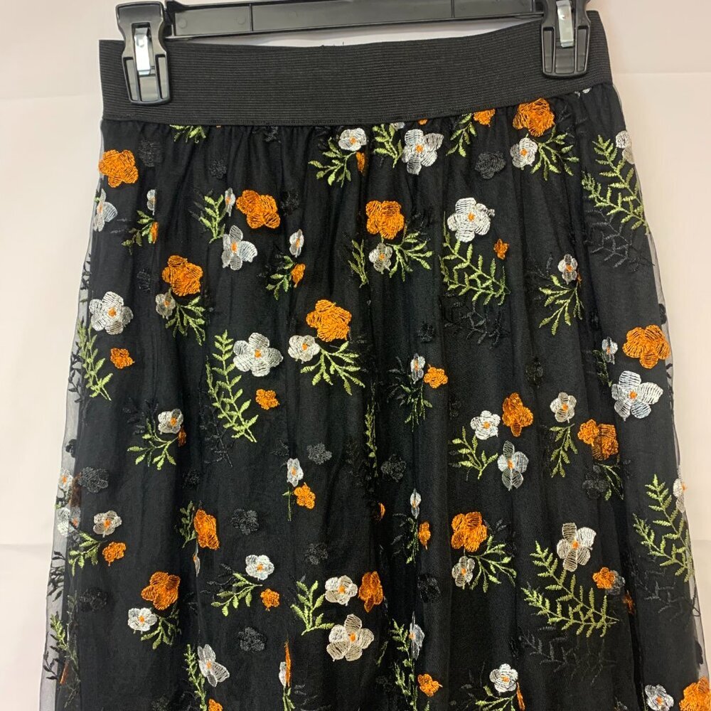 Luna Skirt Embroidered Sheer Whimsigoth Fairy Bohemian Floral Flowy Feminine - Picture 3 of 8